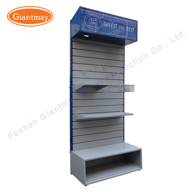 Grocery Shelf Store Mobile Floor Stand Slatwall Display Stands
